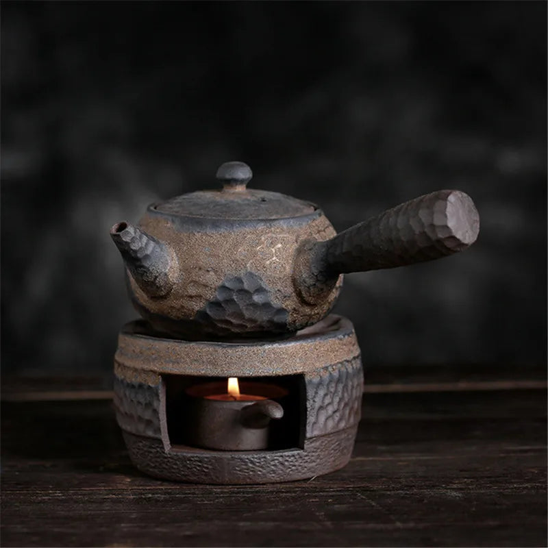 Japanese Coarse Pottery Handmade Teapot Warmer Ceramic Retro Tea Heater Candle Stand Kettle Holder Tea Stove Kung Fu Tea Set