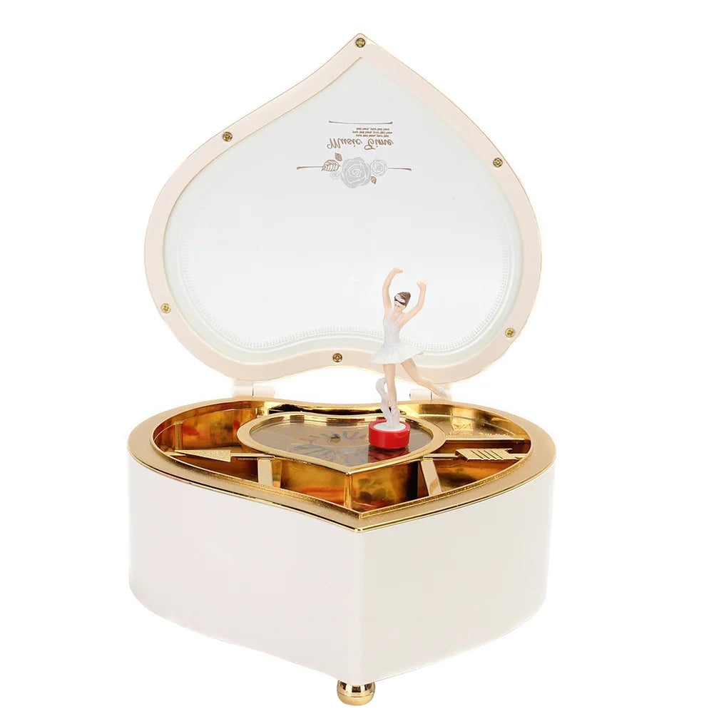 Music Jewellery Box Heart Shape Dancing Ballerina Gift for Girls Valentine's Day Hand Crank Music Box Mechanism Gift