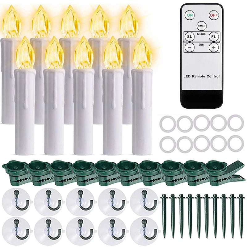 10/20/30/40pcs Candle Light Timer Remote Home Decor Artificial Flameless Led Candle Lamps Waterproof Christmas Candles Wholesale