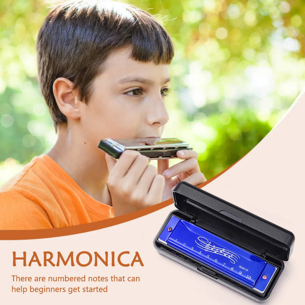 Portable 10 Hole 20 Tone Harmonica Mini Harmonica Early Educational Music Instrument Toys Easy Learning Adults Children Gift