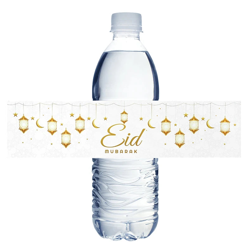 10/20pcs Eid Mubarak Bottle Wrapper Paper Sticker Ramadan Kareem Festival Party Supplies Water Bottle Cover Eid Al-Fitr Decor