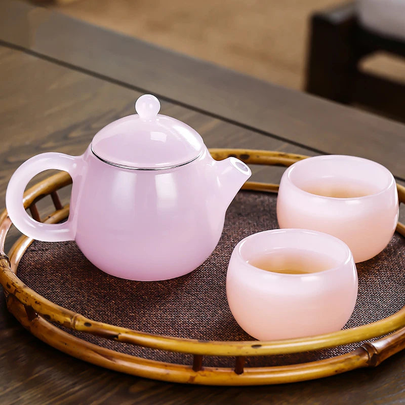Furong Jade Porcelain Teapot Small Dragon Egg Pot Single Brewing Teapot Stainless Steel Tea Filter Tea Pot for Green Tea