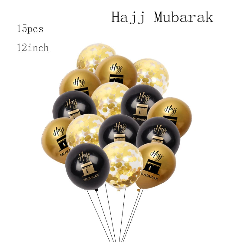 1Set Eid/Hajj Mubarak Latex Balloon Ramadan Kareem Decor Umrah Mubarak Muslim Islamic Hajj Festival Party Supplies 2025