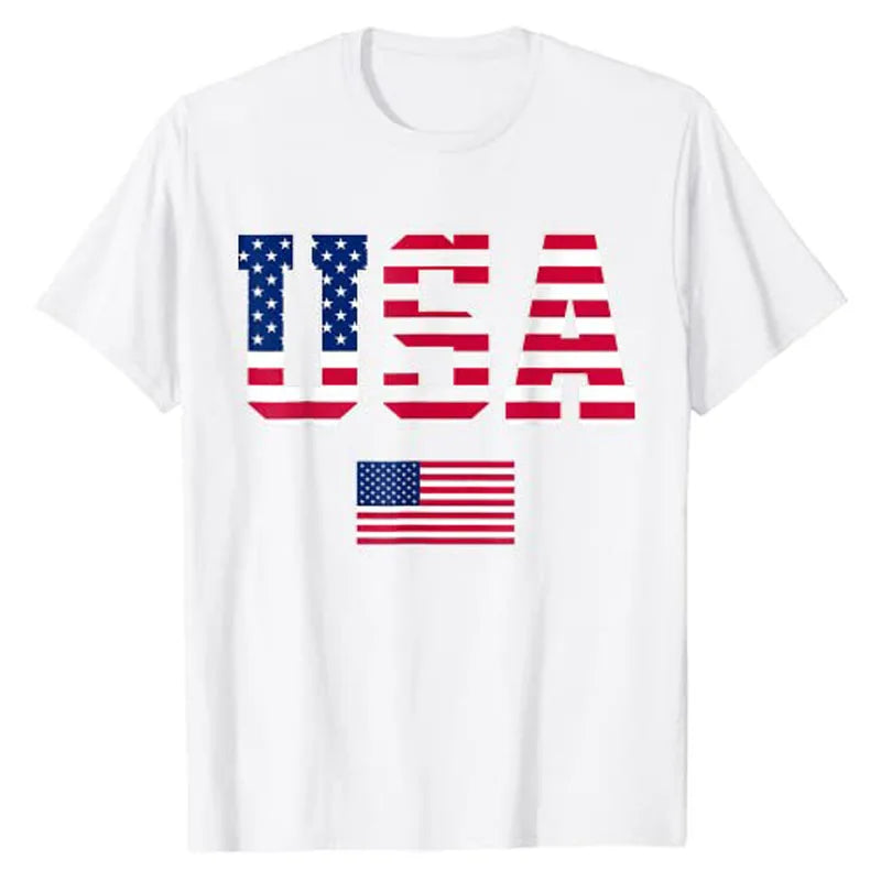 USA T-Shirt Women Men Patriotic US Flag 4th of July Apparel American Proud Graphic Tee Top Independence Day Clothes Novelty Gift