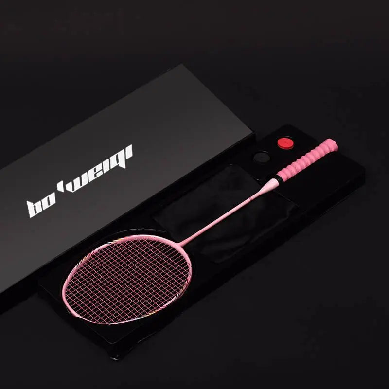 Super Light 8U Full Carbon Fiber Badminton Rackets With Bags String Professional Racket Strung Padel Sports