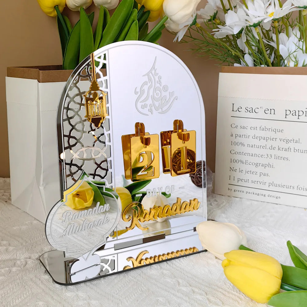 Acrylic Ramadan Countdown Calendar Gifts Day of Ramadan Calendar With Base Replacing Numbers Ramadan Mubarak Islam Advent Day