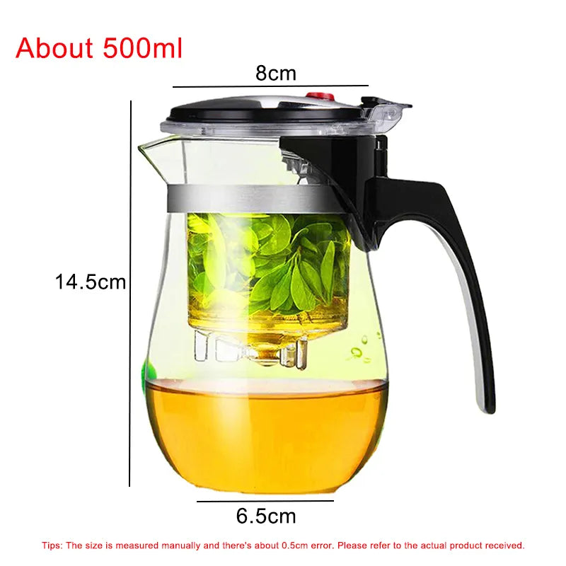 High Quality Heat Resistant Glass Tea Pot Chinese Teaware Kung Fu Tea Set Puer Kettle Coffee Glass Pot Convenient Office TeaPot