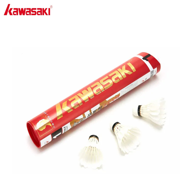 12Pcs Kawasaki Tournament Shuttlecock White Goose Feather Professional Badminton Ball Durable Speed 76 77