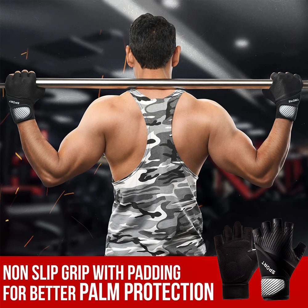 1 Pair Workout Gloves - Gym Weight Lifting Gloves With Wrist Wrap Support,Full Palm Protection & Extra Grips for Fitness,Pull-Up