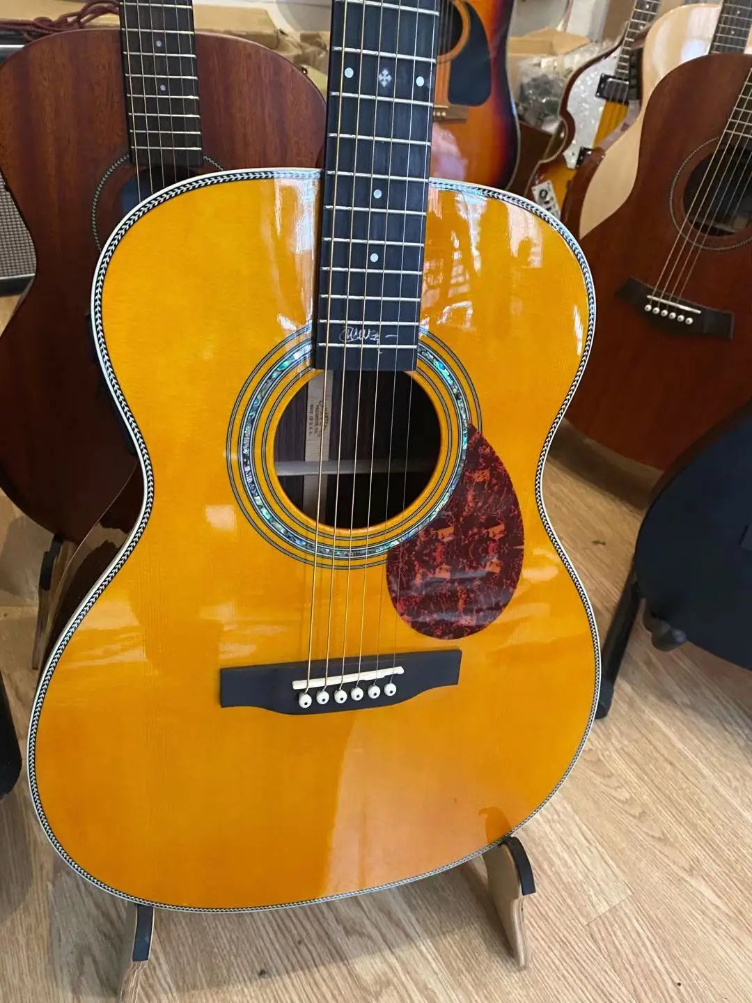 Free Shipping Factory Shop Signature Acoustic Electric Guitars OM Acoustic Guitar 14 Frets Guitar