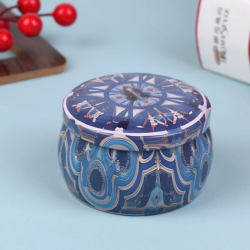 1PC Vintage Candle Tin Can Candy Cookie Storage Box Dry Spice Storage Jar Suitable DIY Candle Cosmetic Ointment Making Christmas