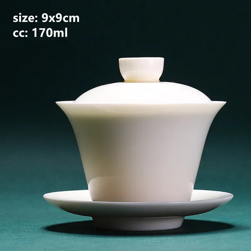 Chinese Dehua White Porcelain Teapot Household Kettle Handmade Ceramics Tea Set Tie Guanyin Puer Tea Maker Tea Ceremony Supplies