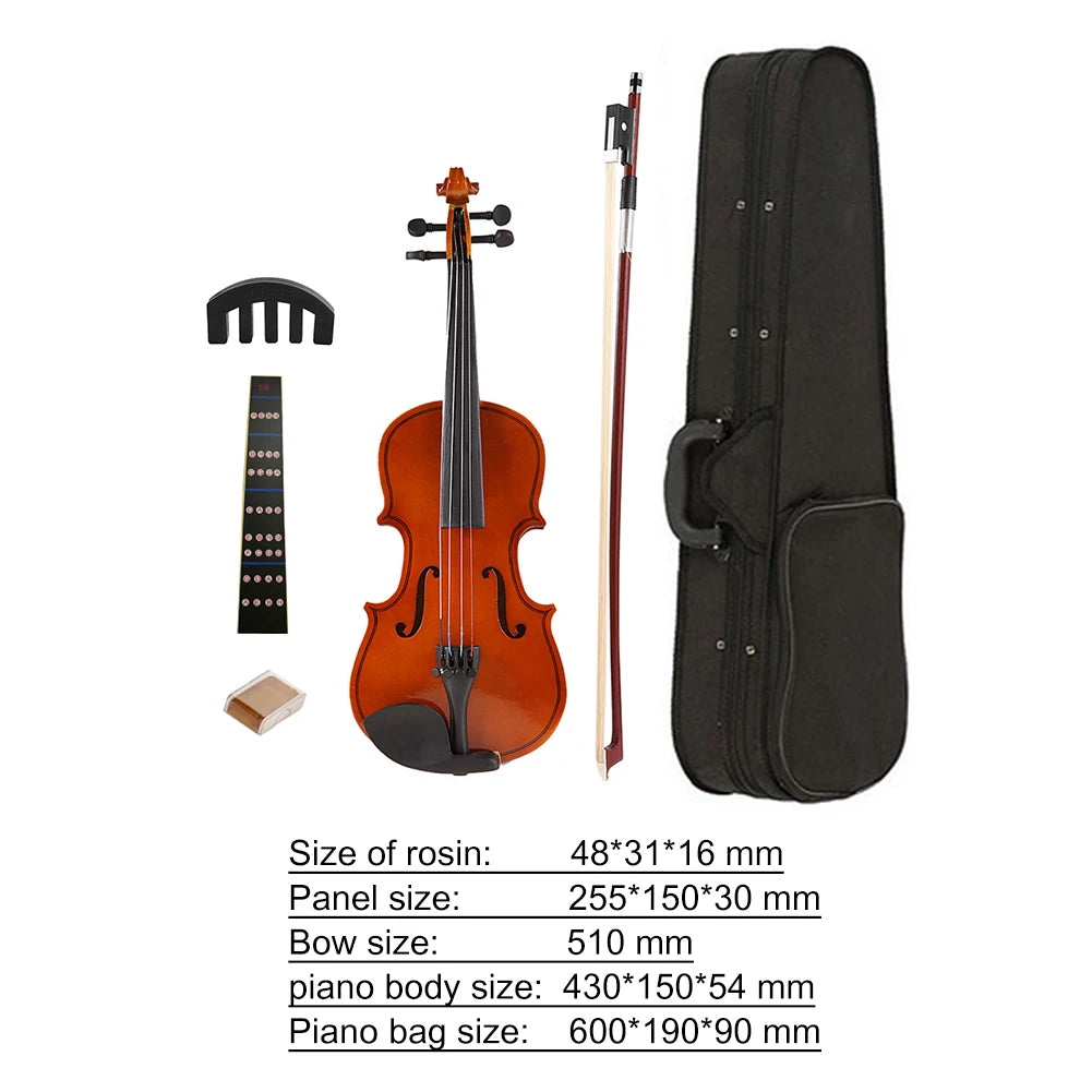 1/8 Splint Bright Acoustic Violin Fiddle With Rosin Box Case Bow Muffler Kits Beginner Matte Violin Musical Instruments