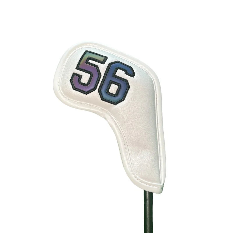 Golf Iron Club Head Cover Headcovers for Sand Wedges Big Number Long Neck Black/White Pu Leather 48 50 52 54 56 58 60 Degree