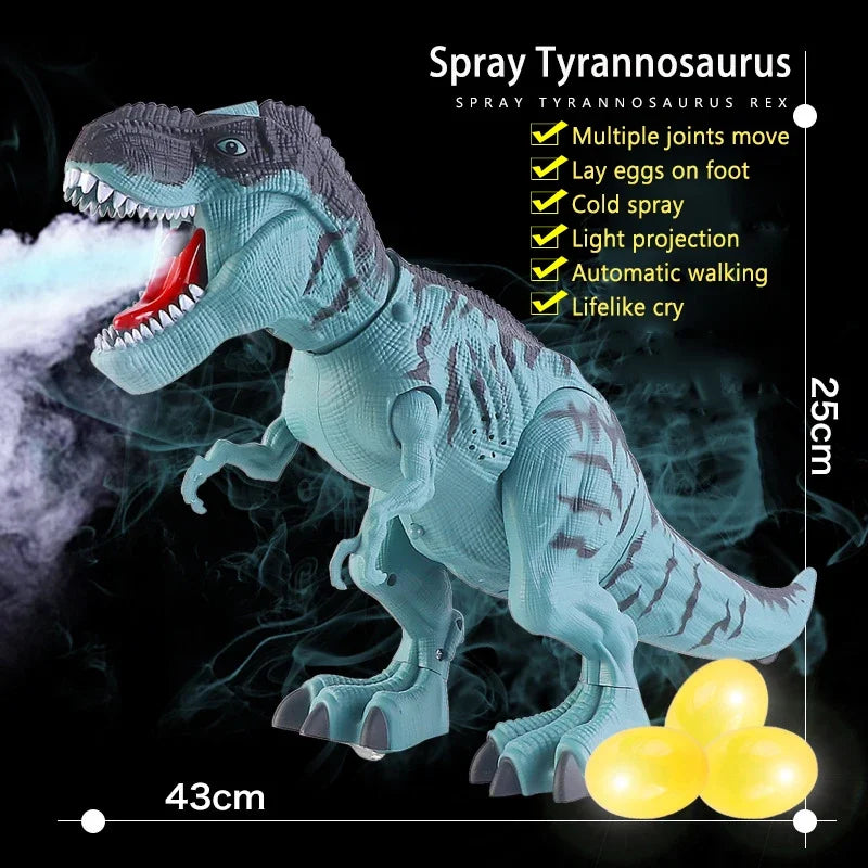 Large Electric Dinosaur Toys Walking Jet Dinosaur World With Mechanical Voice Tyrannosaurus Rex Luminous Egg Children Baby Gifts