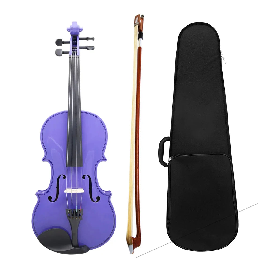 Purple 4/4 Violin Beginners Professionals Acoustic Violin Stringed Instrument Fiddle Set With Case Bow Accessories