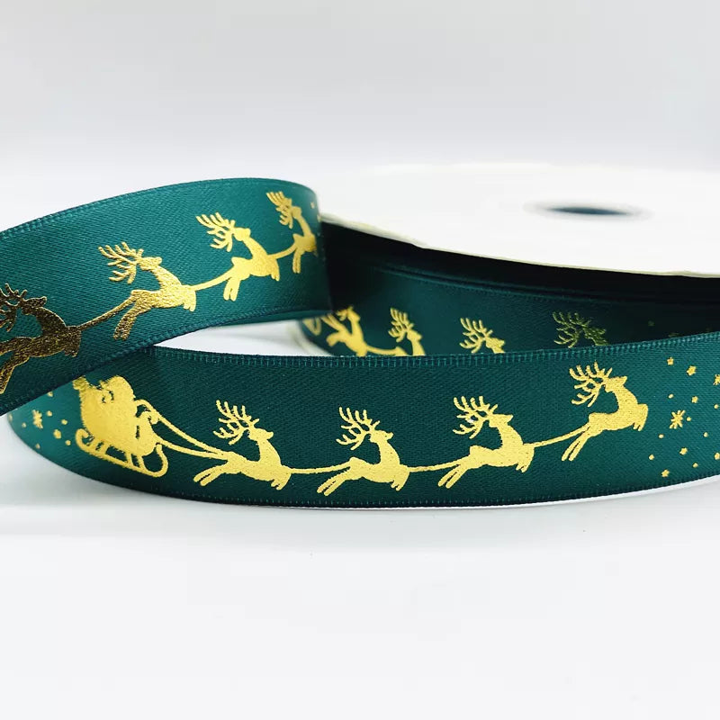 5yards 10mm 15mm 25mm Christmas Ribbon Printed Christmas Polyester Ribbon for Handmade Design Christmas Decoration Gift Packing