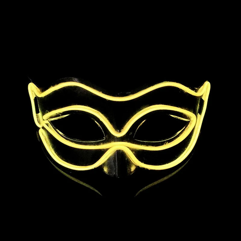 Halloween 10 Colors LED Neon El Wire Mask Cosplay Luminous Fox Mask Dance Party Dress Accessories