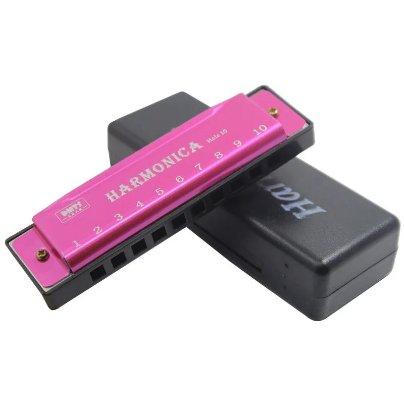 Diatonic Harmonica 10 Holes Blues Harp Mouth Organ Key of C Professional Musical Instruments Color Black ABS Comb