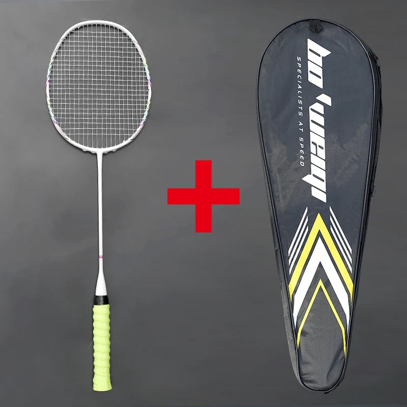 Super Light 8U Full Carbon Fiber Badminton Rackets With Bags String Professional Racket Strung Padel Sports