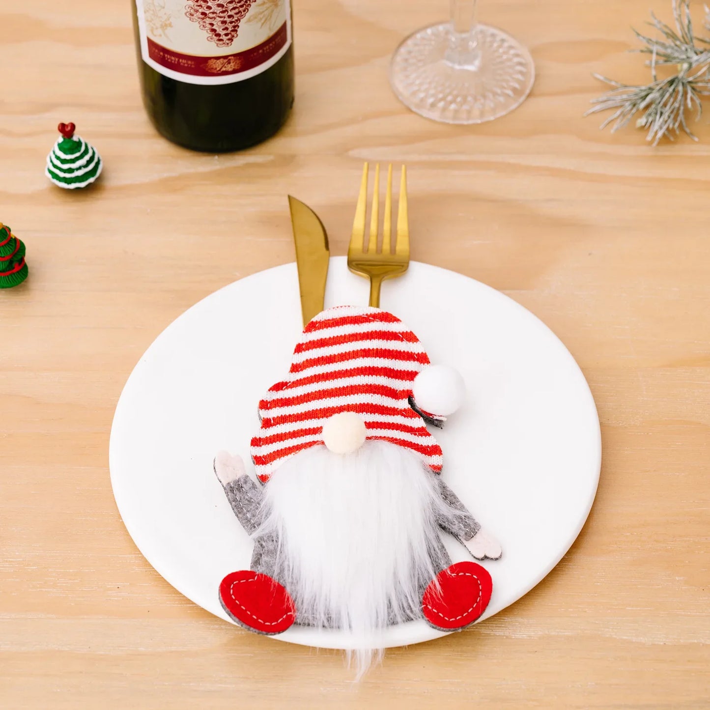 Christmas Cutlery Holders Christmas Knife Fork Tableware Bags Pocket Christmas Decoration 2024 New Year Dinner Table Ornament