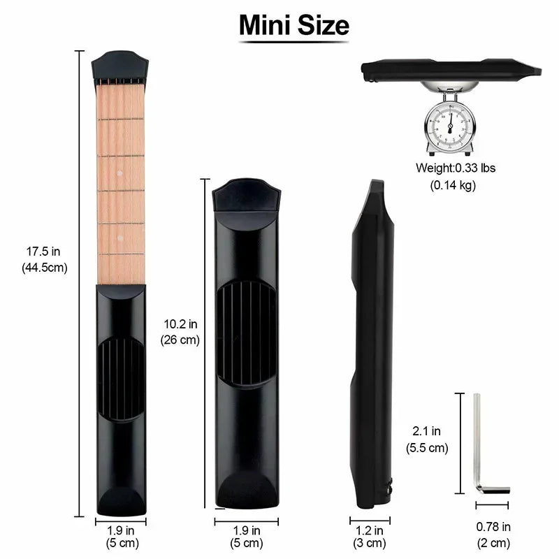 Right-Hand 4-Fret 6-String Pocket Guitar Neck Practice Tool for Beginners and Children Ukulele Musical Instrument Travel Guitar