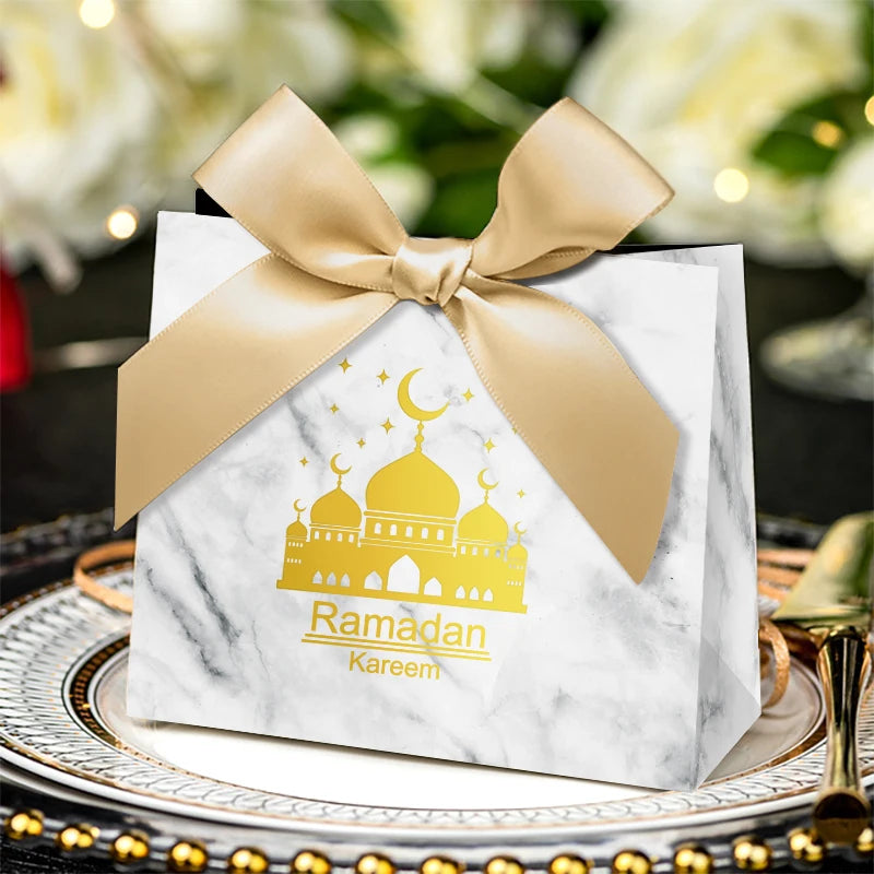 Eid Mubarak Candy Box Set Paper Packaging Gift Bag Party Favor Ramadan Gift Box Muslim Islamic Party Supplies Kareem Decoration