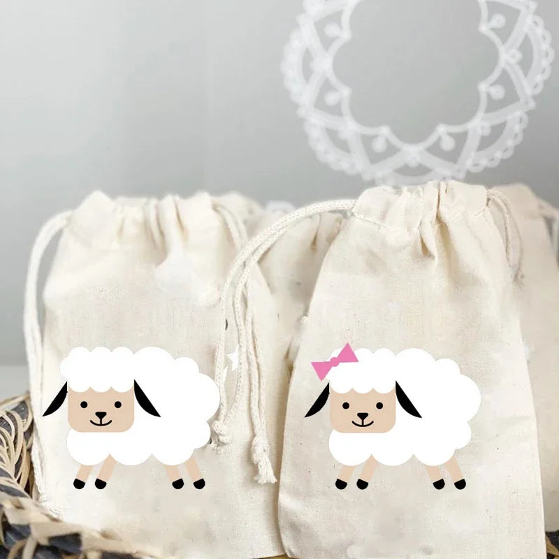 5pcs Sheep Gift Bags Barnyard Farm Animal Themed Baby Shower Boy Girl Birthday Party Eid Mubarak Al Adha Al-Adha Ramadan Favor