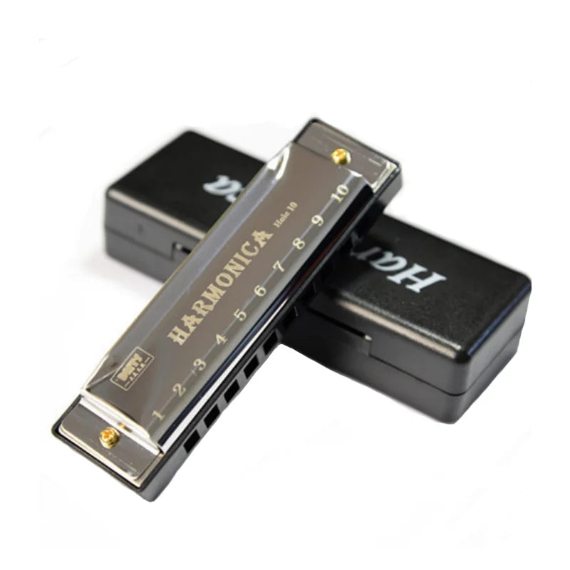Diatonic Harmonica 10 Holes Blues Harp Mouth Organ Key of C Professional Musical Instruments Color Black ABS Comb