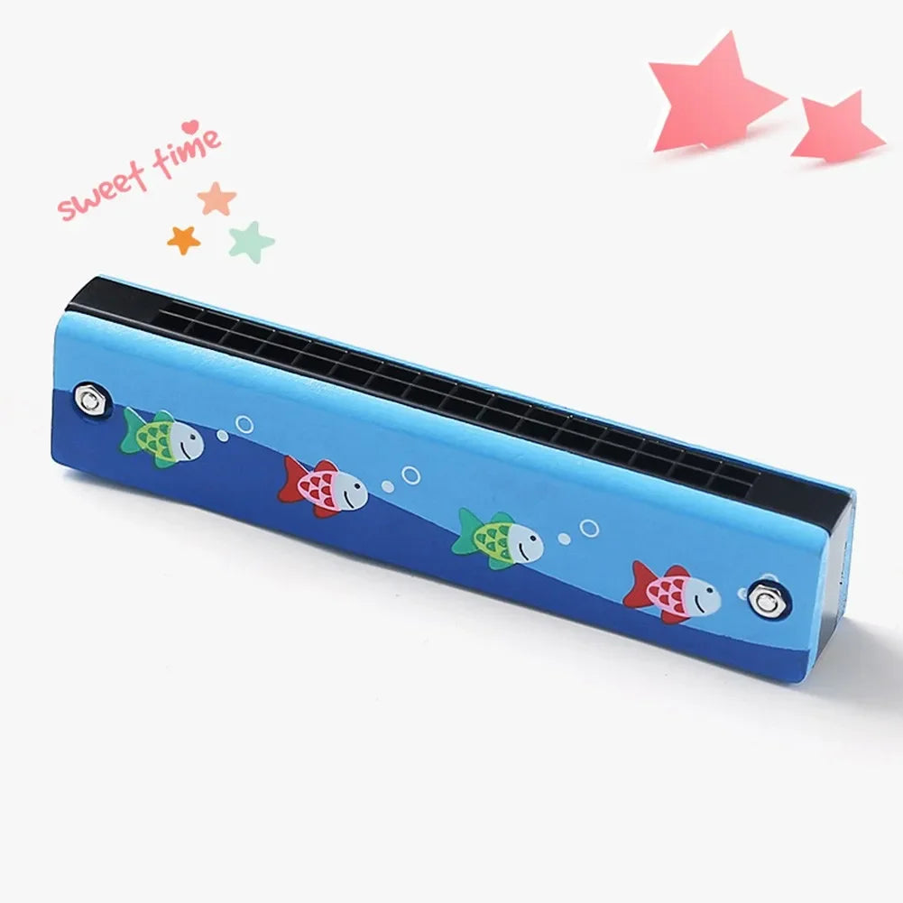 Wooden Harmonica Multicolored for Children 16 Holes Harmonica Mouth Organ Kids Music Instrument Educational Toy Gift