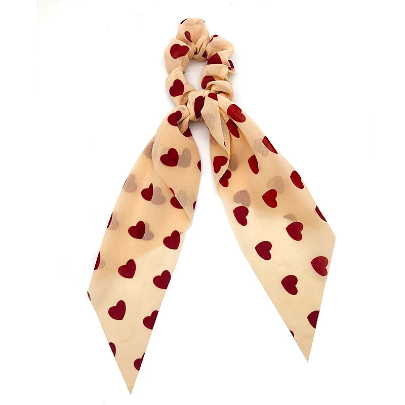 Chiffon Hair Scrunchies Women Fashion Pearl Ponytail Holder Hair Tie Hair Rope Rubber Bands Hair Accessories Bowknot Headwear