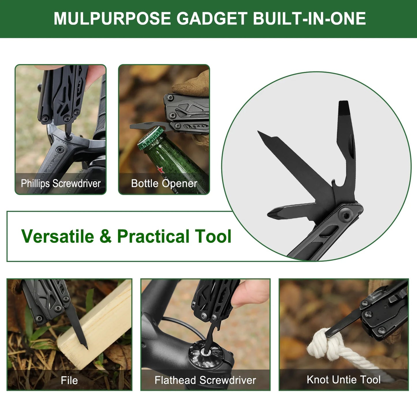 NexTool Black Knight 11-In-1 Multi-Function Tools Knife Outdoor Camping Survival Folding Pliers Scissors Hand Multitool Tool Kit