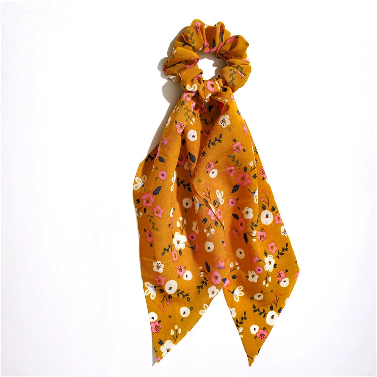 Chiffon Hair Scrunchies Women Fashion Pearl Ponytail Holder Hair Tie Hair Rope Rubber Bands Hair Accessories Bowknot Headwear