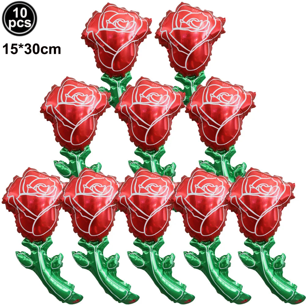 7pcs Valentines Heart Balloon 18" Foil Love Balloons Happy Valentines Balloon I Love You Balloon Valentines Day Wedding Decors