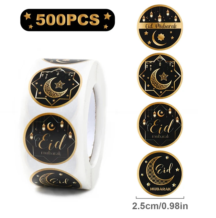 EID Mubarak Roll Stickers Ramadan Kareem Gifts Packaging Seal Stickers Islam Muslim Festival Party Decor EID Gift Labels