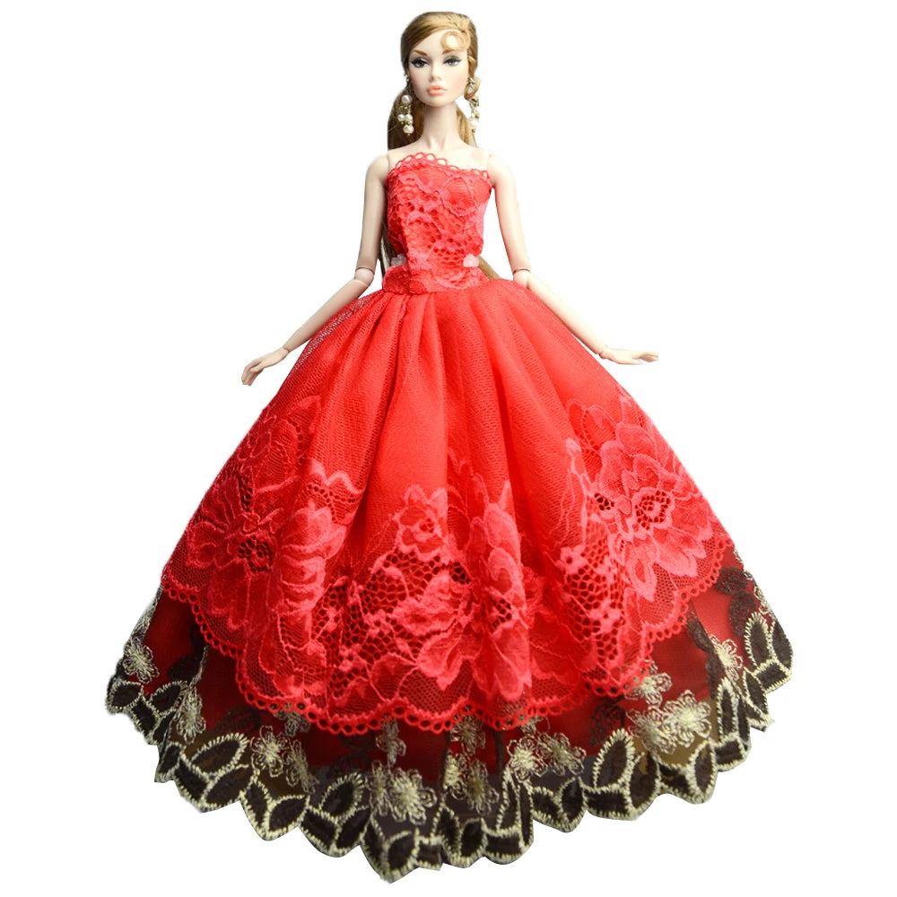 NK 1 Pcs 30CM Princess Wedding Dress Noble Party Gown for Barbie Doll Accessories Fashion Clothes Gift for Girl' 1/6 Doll Toy JJ