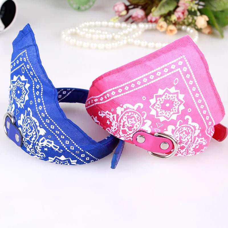 Adjustable Dog Bandana Leather Printed Soft Collar for Dog Pet Supplies Cat Scarf Collar for Chihuahua Puppy Pet Neckerchief