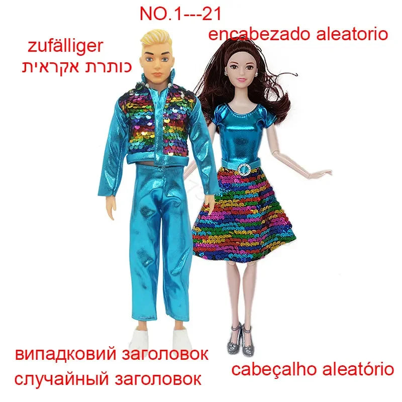30cm Couple Doll Girlfriend & Boyfriend Ken Doll 1/6 Doll With Wheat Complexion Body Couple Outfit Parents Cosplay Toys Gifts