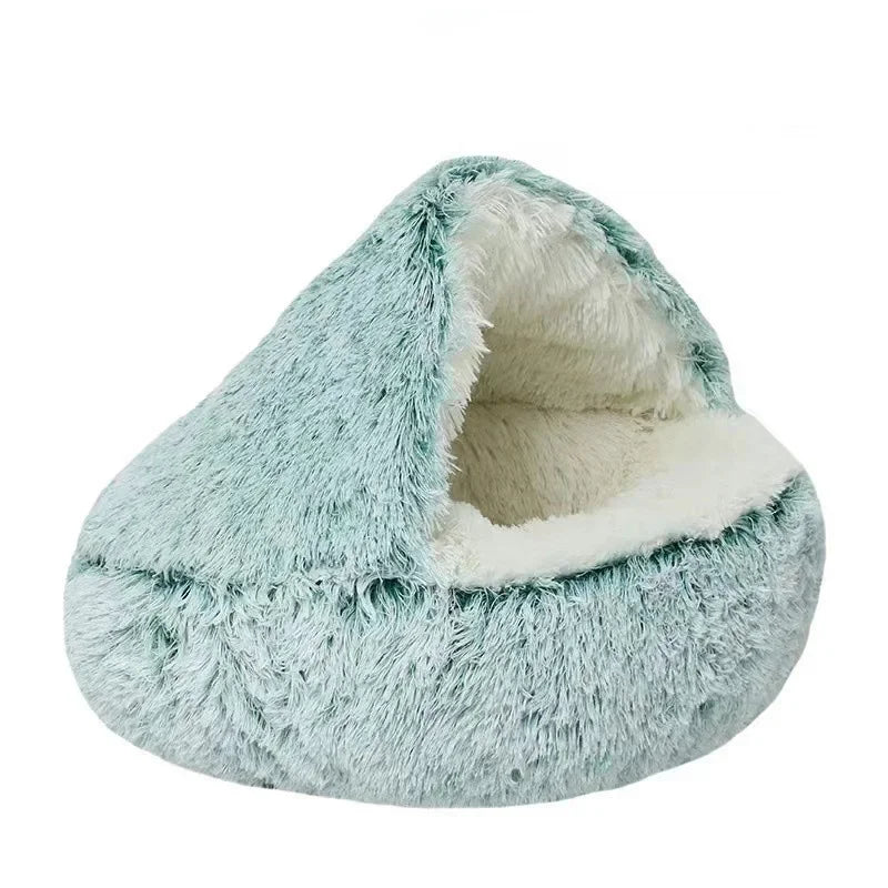 Cat Bed Four Seasons Warm Comfortable Pet Mattress Warm Soft Plush Pet Bed Semi-Enclosed Cat Nest Shell Style Nest Cat Sofa Bed