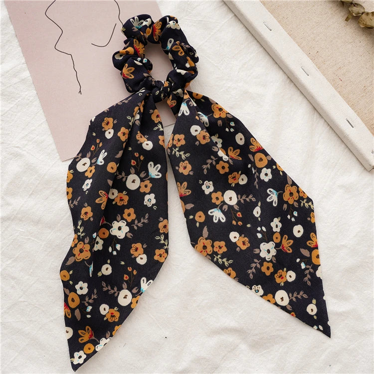 Chiffon Hair Scrunchies Women Fashion Pearl Ponytail Holder Hair Tie Hair Rope Rubber Bands Hair Accessories Bowknot Headwear