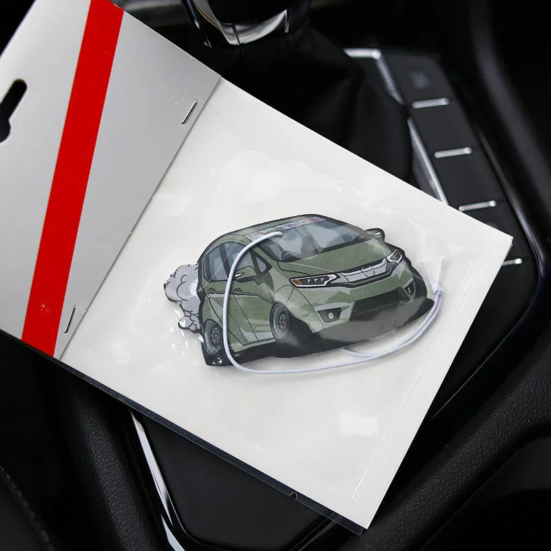 JDM Style Car Rear View Mirrow Pendent Air Freshener Solid Paper Piston Brake Wheel Rim Shock Absorber