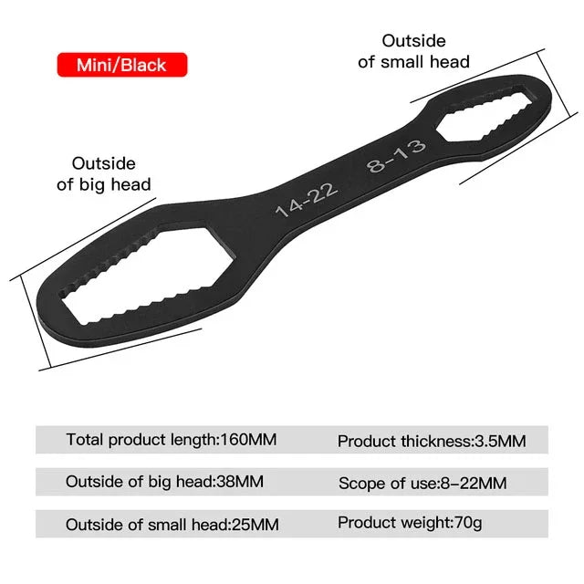 8-22mm Universal Torx Wrench Self-Tightening Adjustable Glasses Wrench Board Double-Head Torx Spanner Hand Tools for Factory