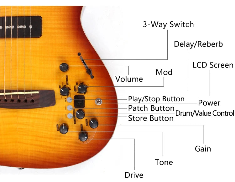 New Design Silent Electric Acoustic Guitar Portable Travel Built in Effect Electricas Electro Electrique Guitare Guiter Guitarra