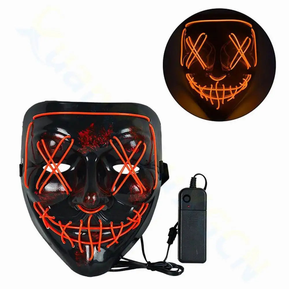 Cosmask Halloween Neon Mask Led Mask Masque Masquerade Party Masks Light Glow in the Dark Funny Masks Cosplay Costume Supplies