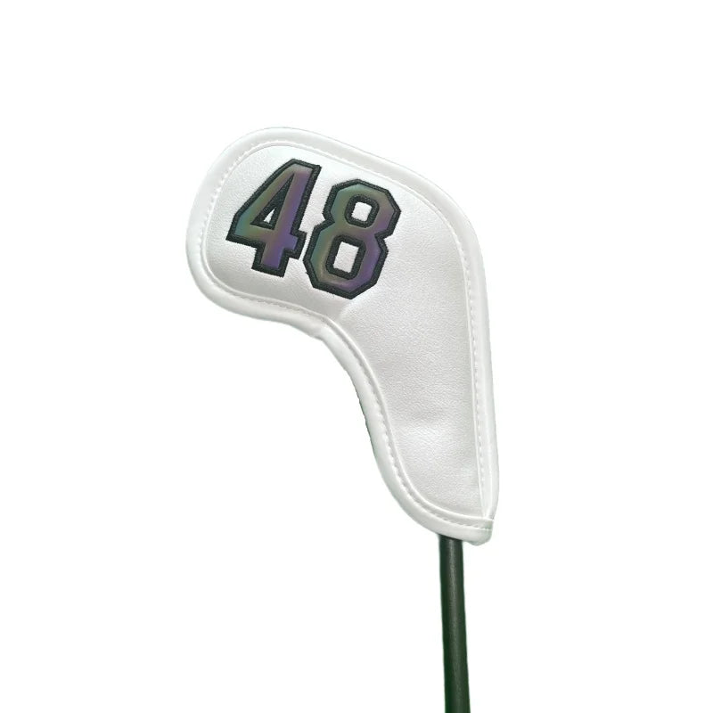 Golf Iron Club Head Cover Headcovers for Sand Wedges Big Number Long Neck Black/White Pu Leather 48 50 52 54 56 58 60 Degree