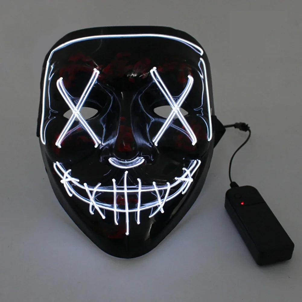 Wireless Halloween Neon LED Purge Mask Masque Masquerade Party Masks Light Grow in the Dark Horror Mask Glowing Masker