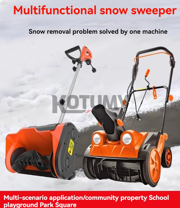 Snow Removal Machine Electric Snow Plow Hand-Pushed Snow Blower Small Snow Clearing Equipment for Road Snow Shoveling
