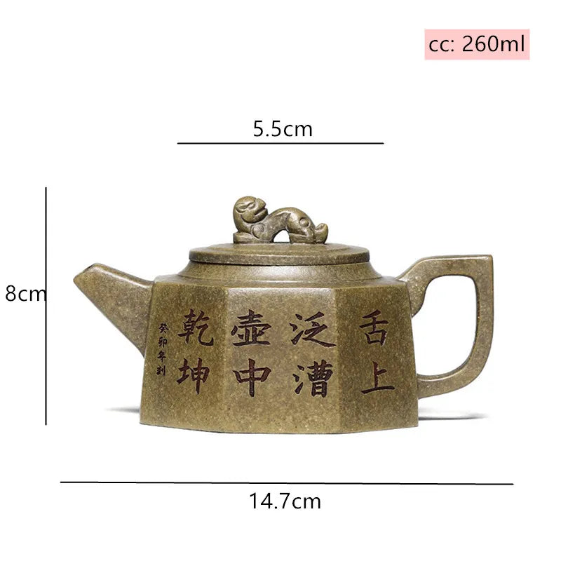 260ml Chinese Yixing Purple Clay Teapot Master Handmade 8 Hole Filter Beauty Tea Kettle Raw Ore Section Mud Zisha Tea Set