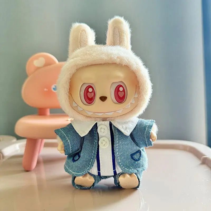 17cm Mini Plush Doll'S Clothes Outfit Accessories for Korea Kpop Exo Labubu I II Idol Dolls Sitting Party Overalls Clothing Gift