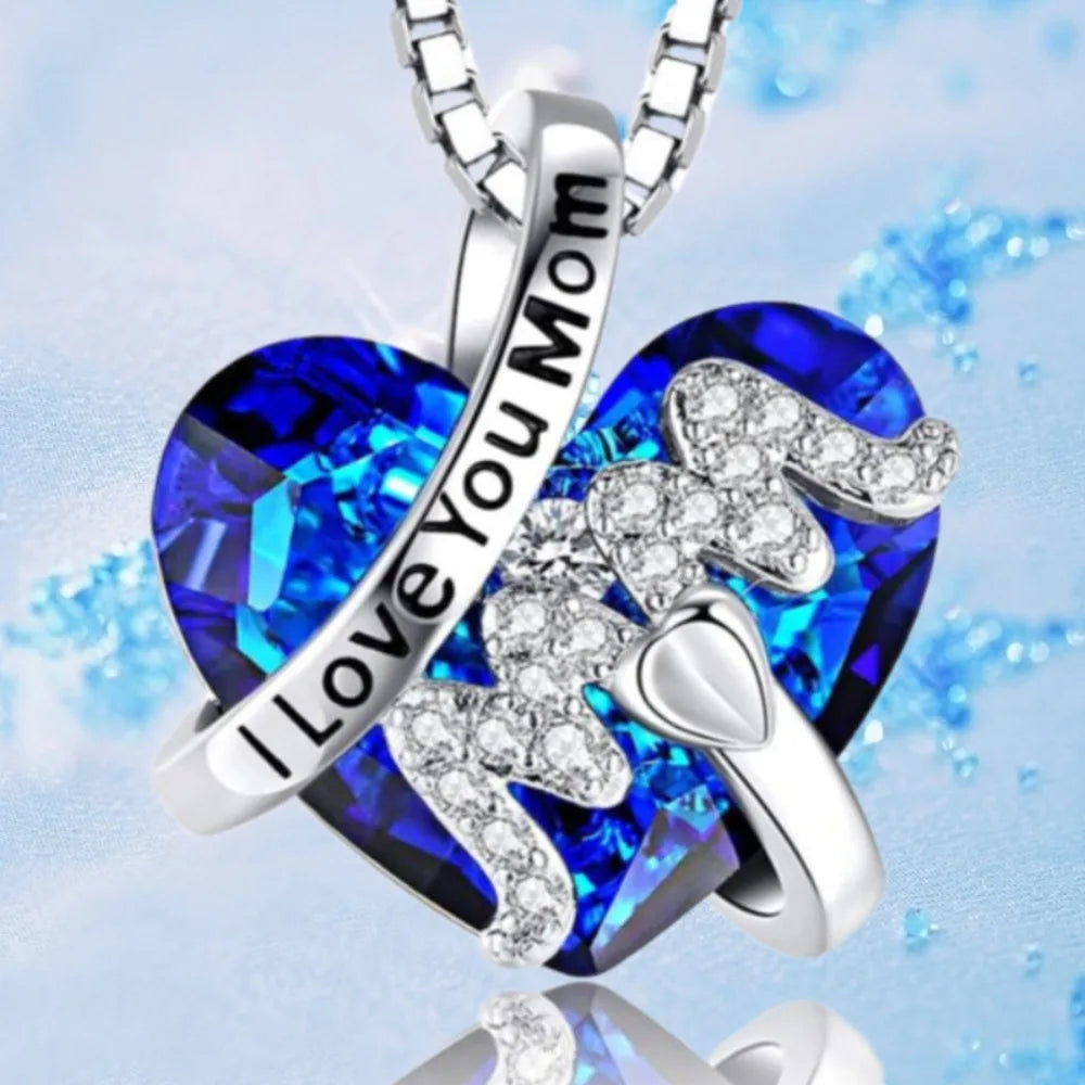 Mom Mother's Day Gift Jewelry Heart Red/Blue Pendant Necklace Luxury Fashion Mother's Day Necklace Women Mother